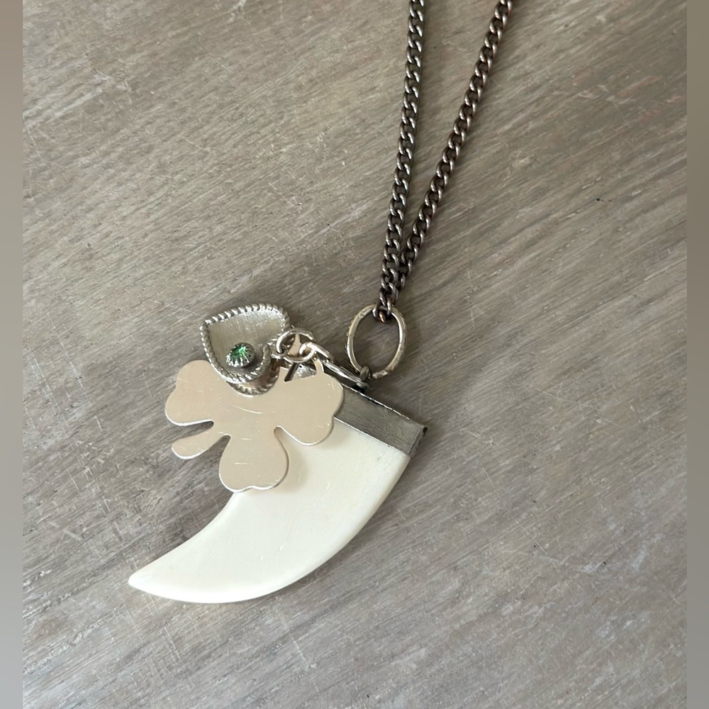 Long Charm Necklace with Vintage and New Components